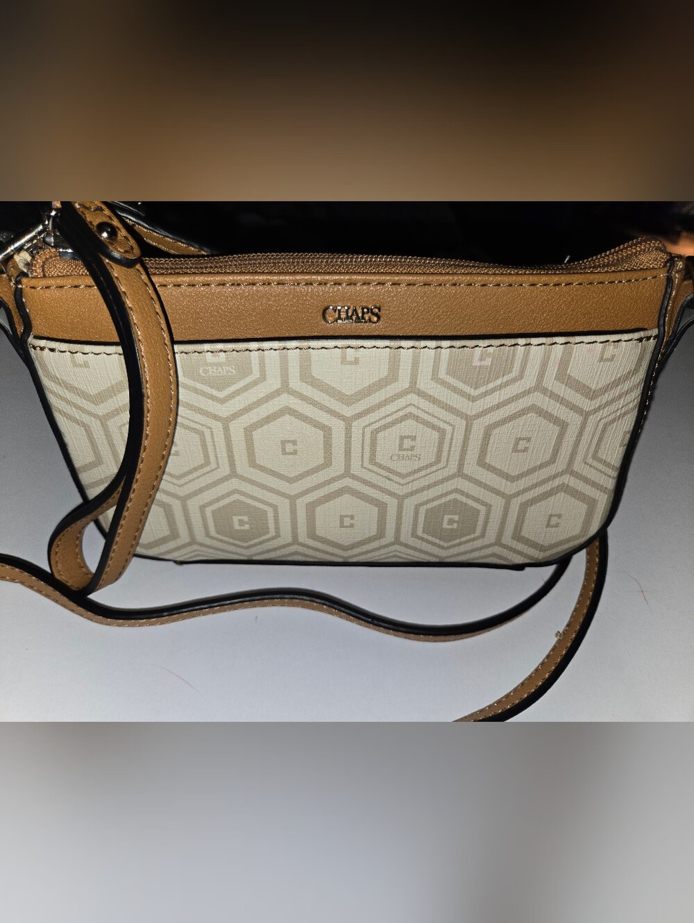 Chaps Mariam Beige and Tan Crossbody Bag
